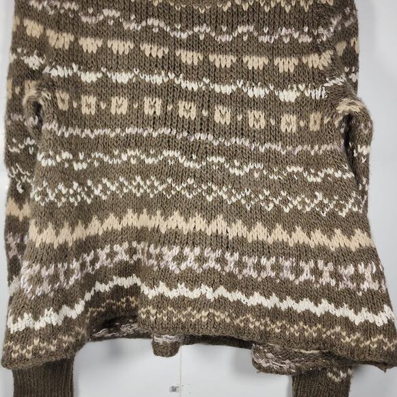 Free People Women Through the Storm Small Brown Knit Fair Isle Sweater Pullover - Picture 3 of 9